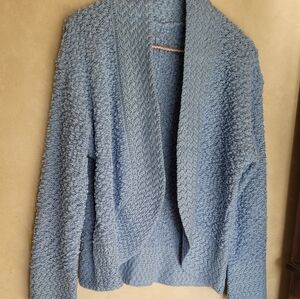 Textured Blue Women's Open front Style Cardigan Small